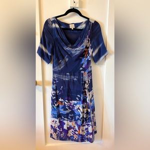 Anthropologie silk printed midi dress.  Size 4